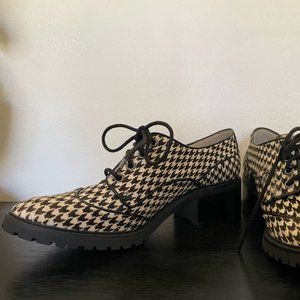 50% OFF SALE!!! MICHAEL KORS Calf Hair Houndstooth Heeled Laceup Oxfords